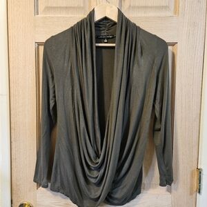 Small Always Indigo Women's Green Crossover Drape Shirt